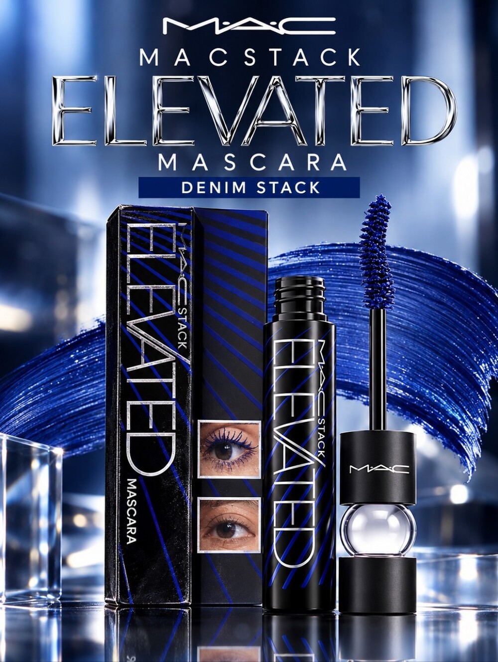 MACStack Elevated Mascara – Denim Stack (Blue) | Instant Lash Lift & Volume